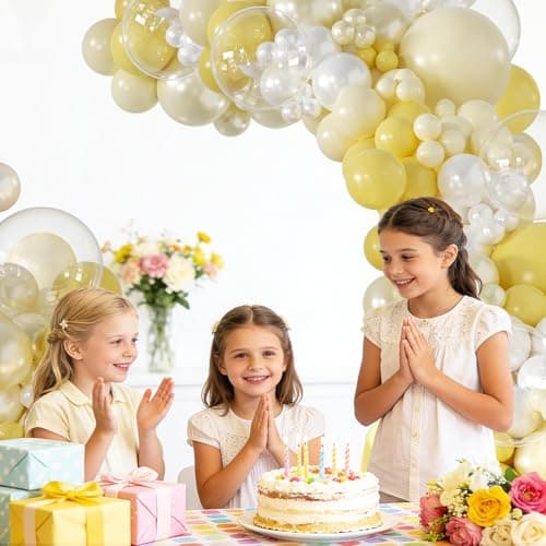 Yellow Balloon Arch Kit, 126Pcs Double Stuffed Pearl Yellow White Clear Balloons for Wedding Baby Shower Bridal Shower Engagement Birthday Party Decorations - Thumbnail 4