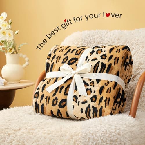 Cozy Bliss Leopard Print Fuzzy Blanket Throw for Bed & Couch - Thick Soft Warm Fleece Blankets for Room Decor, for Kids, Women Men Girls, Brown Cheetah 100"*120" - Thumbnail 4