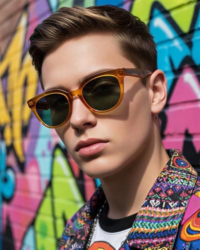 isheep Round Sunglasses for Women and Men with UV400 Protection, Vintage, Handmade Craft SIS-15-YE - Thumbnail 3