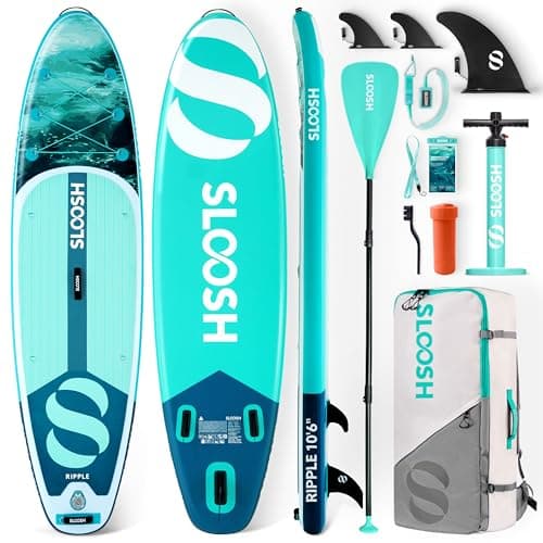 SLOOSH Inflatable Stand Up Paddle Board, 10'6" Paddle Boards with Premium Accessories, Non-Slip EVA Deck, Ultra-Light Carry Bag Pump, Ripple SUP for Youth & Adults of All Skill Levels - Image 1