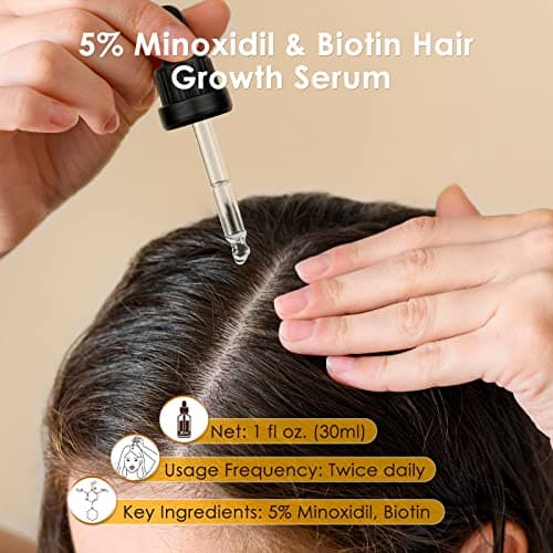 5% Minoxidil Hair Growth Serum Kit for Men and Women, Hair Growth Biotin Serum Oil for Hair Beard Regrowth Treatment Hair Loss Solution - Thumbnail 3