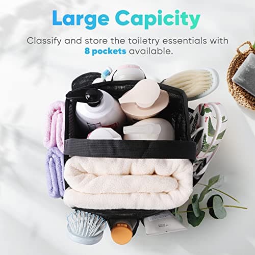 EUDELE Mesh Shower Caddy Portable for College Dorm Room Essentials, Shower Caddy Dorm with 8-Pocket Large Capacity for Beach, Swimming, Gym, Travel essentials - Thumbnail 2
