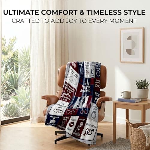 Nxchptr1 Throw Blanket Birthday Gifts for Boyfriend, Gift for Him, Soft Lightweight Cozy Romantic Wedding Anniversary Valentines Decorations for Home Bed Couch 50'' x 60'' - Thumbnail 2