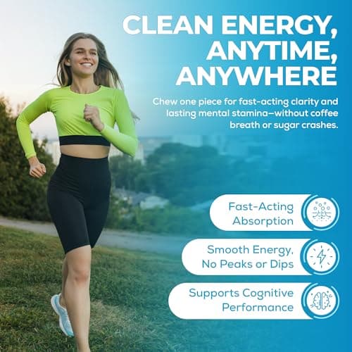 UPLIFE Energy and Focus Gum 90 Pcs – Made in USA – Nootropic Natural Caffeine Gum Coffee Alternative - Organic Gum with 40mg Caffeine + 80mg L-Theanine + B3 & B12 - Suger Free - Peppermint Flavor - Thumbnail 4