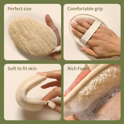 Natural Loofah Exfoliating Body Scrubber(2Pack),Made from Organic Bath Luffa for Women and Men - Thumbnail 2