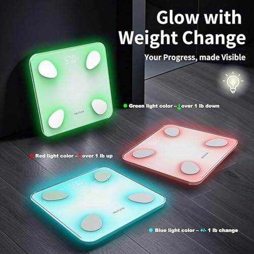 Scale for Body Weight, Digital Weight Scale with Color-Changing, Most Accurate to 0.2lb, Bluetooth Bathroom Scale with Bmi, Body Fat, Muscle Mass, 18 Body Composition Analyzer Sync App, 400 lbs-White - Thumbnail 2