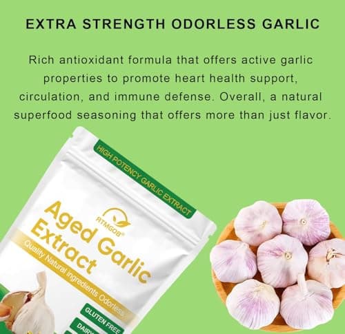 RTMGOB Organic Aged Garlic Extract Supplements,Vegetarian,All-Natural,Non-GMO,Supports Circulatory Function,& Immune Antioxidant Supplements-300 Softgels - Thumbnail 4