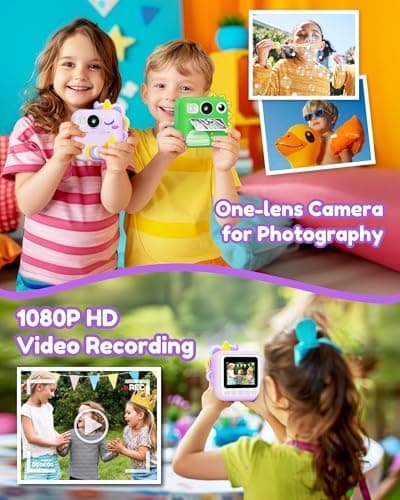 KOKODI Kids Camera Instant Print, Toddler Cameras Christmas Birthday Gifts for Girls Age 3-12, Digital Video Instant Printable Camera for Kids,Toys for Ages 5-7 Girls (Purple) - Thumbnail 5