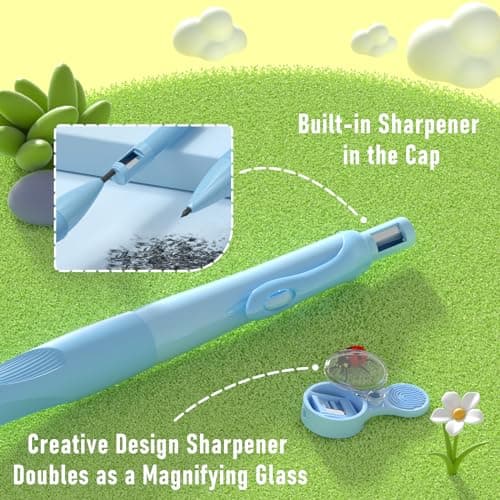 Four Candies 2.0MM Handwriting Pencils for Kids with Comfort Ergonomic Grip, 4PCS Cute Mechanical Pencils with 44PCS Lead Refills, 2PCS Sharpeners/Erasers, Aesthetic School Supplies for Kids Writing - Thumbnail 3