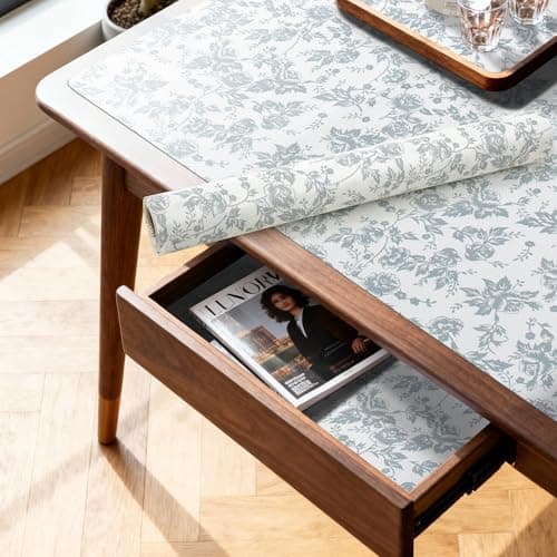 RAY STAR 18 x 8 Inch Shelf Liner for Kitchen Cabinets, Non-Adhesive Cabinet Liner Washable, Drawer Liner for Dresser Non-Slip Bathroom [Silver Wisteria Mist] - Image 1