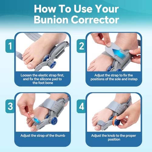 WOLOYHEATIE Bunion Corrector for Women & Men, Adjustable Bunion Fix for Big Toe Separation Pain Relief, Toe Alignment Corrector, Bunion Splints for Left/Right Feet Hallux Valgus Relief - Thumbnail 5