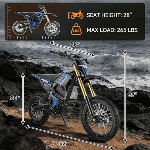 Oryxearth Electric Dirt Bike, 3000W Peak Motor 31mph Electric Motorcycle for Teens Adults, 48V 20Ah Removable Battery, Dual Hydraulic Brakes, Front & Rear Suspension Off-Road Ebike with 3-Speed Modes - Thumbnail 2