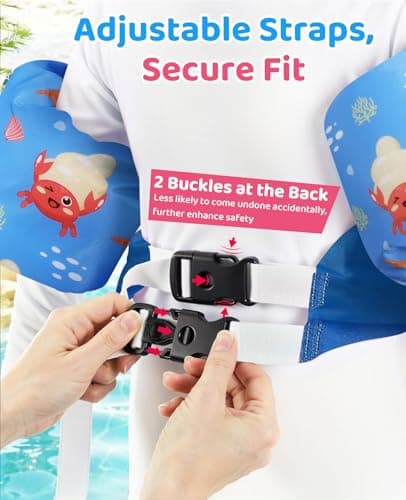 HeySplash Swim Vest for Kids, Toddler Pool Floaties Fit 22-55 Lbs, Children Swimming Vest with Adjustable Strap, Swim Jacket Water Wings Arm, Puddle Sea Beach Boat Jumper Age 2-5, Blue Hermit Crab - Thumbnail 4