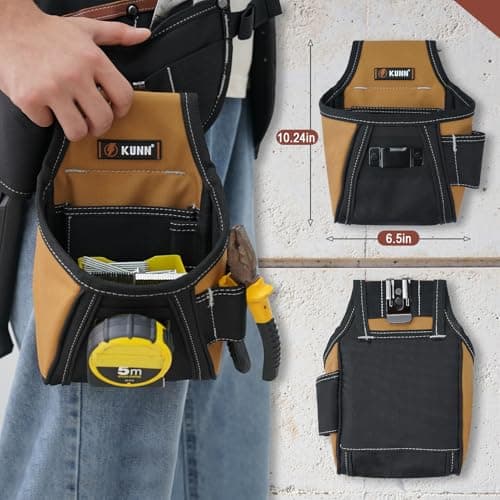 KUNN Leather Tool Vest for Men – Adjustable 37-Pocket Work Vest for Electricians, Carpenters, and Construction Workers - Thumbnail 5