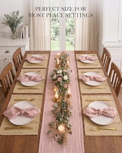 Handwoven Natural Fiber Placemats Set of 6, 12”x18” Woven Table Mats for Dining Table, Heat-Resistant & Washable, Farmhouse, Boho & Neutral Home Decor - Thumbnail 6