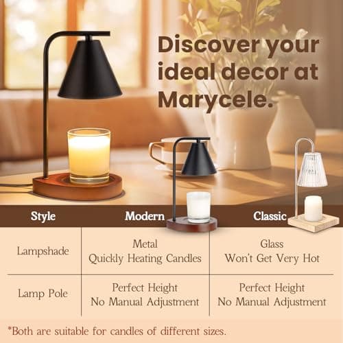 Marycele Candle Warmer Lamp with Timer Black, Birthday Gifts for Women Men, House Warming Gifts New Home Decor Aesthetic Black Walnut, Electric Dimmable Wax Melt Warmer for Jar Candles - Thumbnail 6