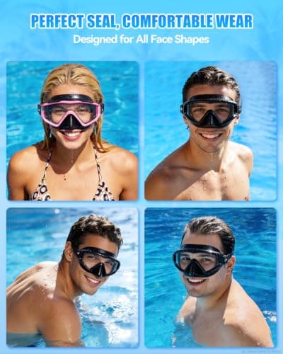 Aegend Snorkeling Diving Mask for Adult Youth Kids - Snorkel Gear 180° Panoramic View Leakproof Comfort, Perfect for Snorkeling, Freediving & Swimming (Black & Pink-2 Pack, Adult) - Thumbnail 2