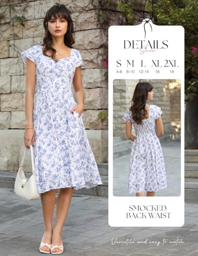 Belle Poque Women's Sweatheart Neck Ruffle Cap Sleeve Floral Dress 2026 Summer Midi Elegant Cocktail Party Dress Small - Thumbnail 2