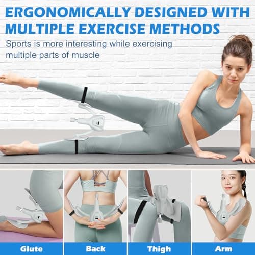 3rd Gen Thigh-Train 0-100 lbs Adjustable Resistance Inner Thigh-Train Exercising Counter with Leg Straps Band Pelvic Floor Kegel Hip Exercise Workout Equipment Pilates Women Men (White) - Thumbnail 4