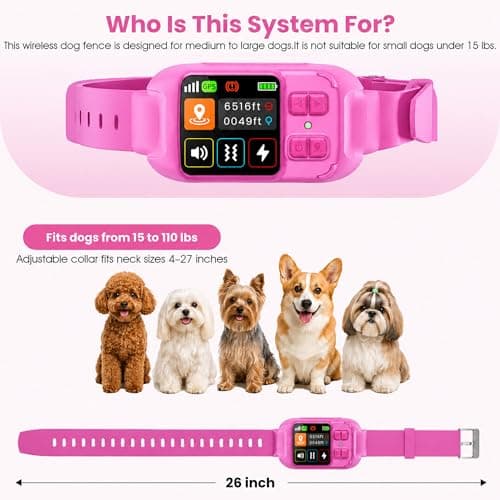 RPZ GPS Dog Fence Wireless System for Dogs, Invisible Fence with Custom Polygon Boundary, GPS Dog Collar Fence System, IP67 Waterproof Electric Fence for Dogs with Tone Vibration Shock - Thumbnail 6