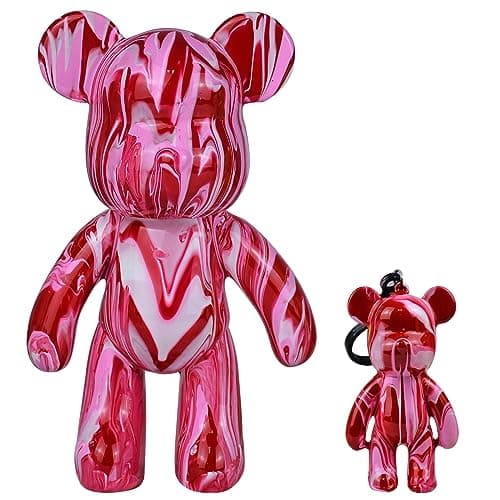 Coniuty DIY Fluid Bear + Keychain Creativity Paints Set for Home Decoration (Red+White+Pink 9inch) - Image 1