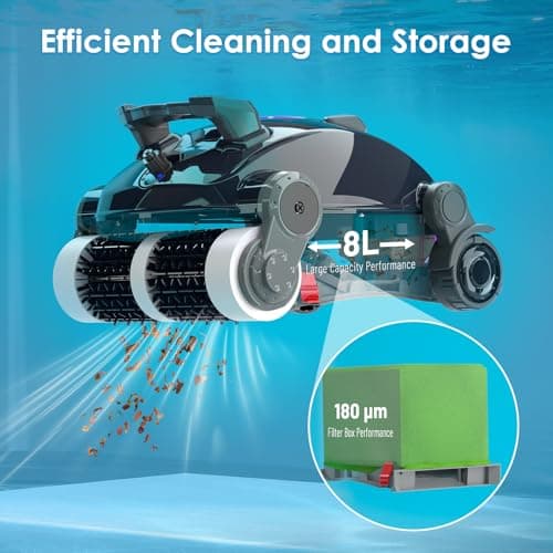 Cordless Robotic Pool Cleaner, Wall Climbing, Lightweight, Extended Battery Life, 8L Large Capacity, Advanced Dual-Motor, X1 Auto Pool Vacuum for Inground & Above Ground Pools Up to 1100 Sq.Ft, Purple - Thumbnail 4
