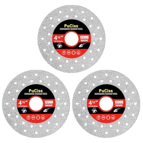 PuCiss 4-1/2 Inch Tile Cutter Diamond Saw Blades for Angle Grinder,7/8" Arbor Multi-Material Cut Off - Grinding Disc for Tile, Glass, Marble, Granite, Angle Grinder & Diamond Saw Blade - 5 Pack - Thumbnail 2