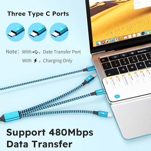 USBC Charger Cable, USB A/C to USB C Multi Charging Cable, Charger Cord Type C [2Pack 5Ft], 3 in 1 Multi Charger Cord, USB C Cable with 3 Type-C Connectors for iPhone 17/16/15, Galaxy S24/23, iPad - Thumbnail 5