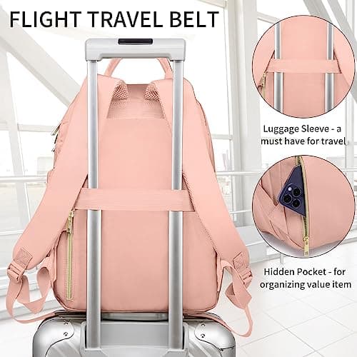 RJEU School Backpack for Teen Girls,Women Bookbag Cute Aesthetic with Laptop Compartment for College Student Travel,Mochila Escolar para Niñas,Pink - Thumbnail 5