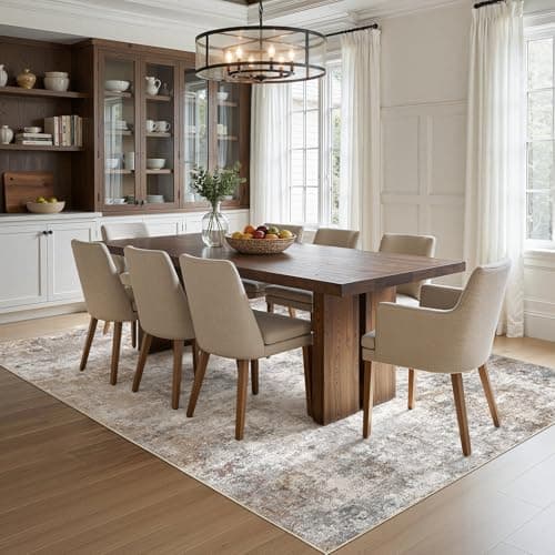 UERMEI 6x9 Area Rug Living Room Rugs - Washable Neutral Modern Abstract Soft Thin Large Rug Indoor Floor No Slip Rug Carpet for Bedroom Under Dining Table Home Office Decor - Brown Grey - Thumbnail 4