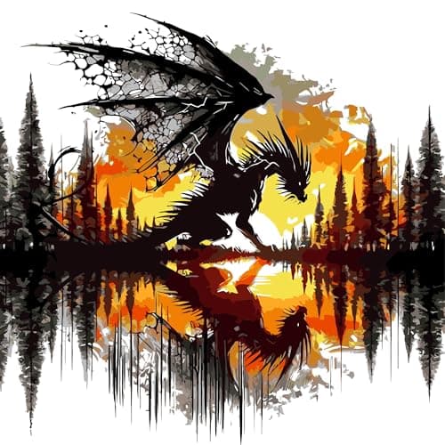 igoodom Dragon Paint by Numbers Kit for Adults – Landscape Adult Paint-by-Number on Canvas, DIY Acrylic Painting Set for Home Decor, 16x16in - Image 1