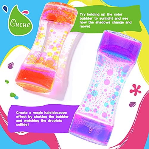 Cucue 2 Pack Liquid Motion Bubbler - Sensory Toys for School, Home, Office - Colorful Liquid Hourglass for Calming & Relaxing - Gifts for Kids & Adults -New Model 6.7x2.6in - Thumbnail 3
