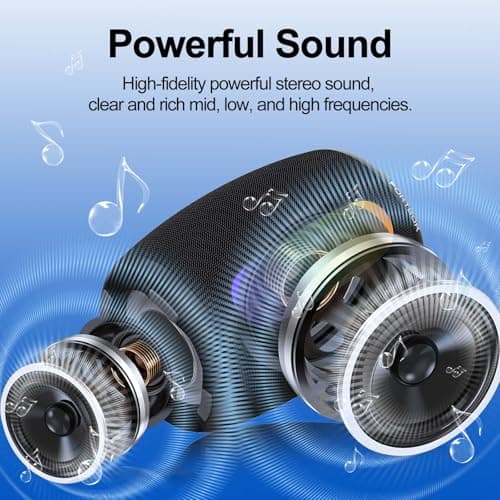 Portable Bluetooth Speaker, 2026 Powerful Stereo Loud Sound Wireless Speaker, 8 LED Modes, IPX5 Waterproof, Up to 36H Playtime, BT 5.3 with AUX, TWS Pairing, for Outdoor/Home/Party/Beach, Ideal Gifts - Thumbnail 2