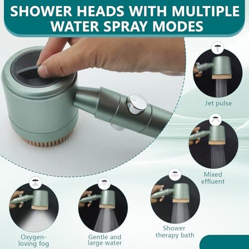 2026Version Turbocharged High Pressure Filtered Shower Head with Handheld & Outlet Soft Brush - 6 Spray Modes, 5-Stage Filtration System, 59" Hose - Chlorine & Hard Water Filter (8 filter cartridges) - Thumbnail 6