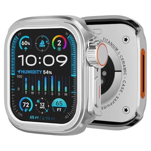 SDOCEBF 2 in 1 Metal Alloy Case for Apple Watch Series 11/10 42mm, Rugged Aluminum Bumper with Back Cover, Shockproof Protective Case for Gift-Ready, Silver - Image 1