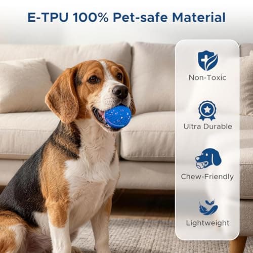 Smart Interactive Dog Toys for Small Medium Dogs, Automatic Moving Dog Toy Ball 3-Modes with Lights, Motion Activated Rolling & Rotating Bouncy Toy for Dogs to Keep Them Busy, E-TPU Material, Blue - Thumbnail 4