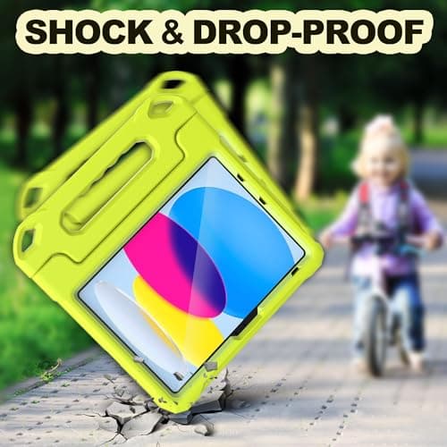 YIHE Kids Case for iPad (A16) 11th Generation 11 Inch 2025 & iPad 10th Generation 10.9 inch 2022, with Built-in Screen Protector and Handle Stand, Full Body Shockproof Protective Cover, LightYellow - Thumbnail 5