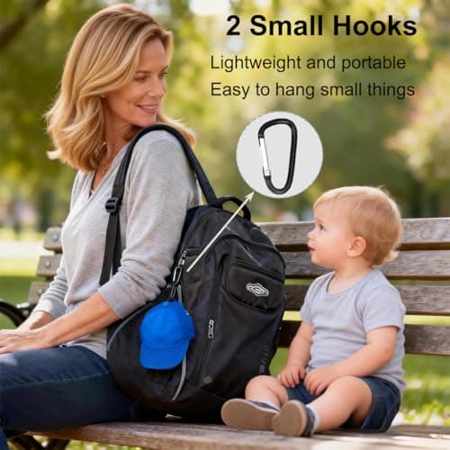 Stroller Hooks for Hanging Bags and Shopping Hanging Purses, Large Stroller Accessories Multifunctional Stroller Hook Organizer for Travel Car Seats, - Thumbnail 5