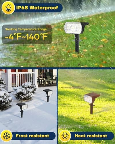 Kaxiida Solar Lights Outdoor Waterproof IP68, 3 Lighting Models Solar Powered Spot Lights Outdoor, 56LED Light Dusk to Dawn for Yard Patio Garden Pathway Landscape Lighting - Thumbnail 4