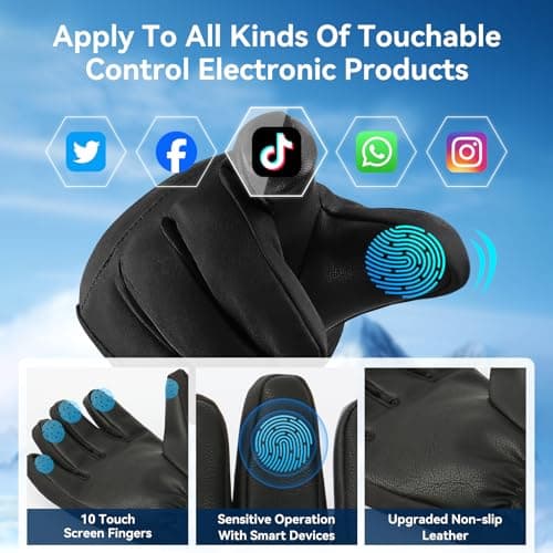 Pnosnesy Ski Gloves,Snow Gloves,Waterproof Cold Weather Winter Gloves for Parent Boys Girls- Cycling, Driving, Running - Thumbnail 3