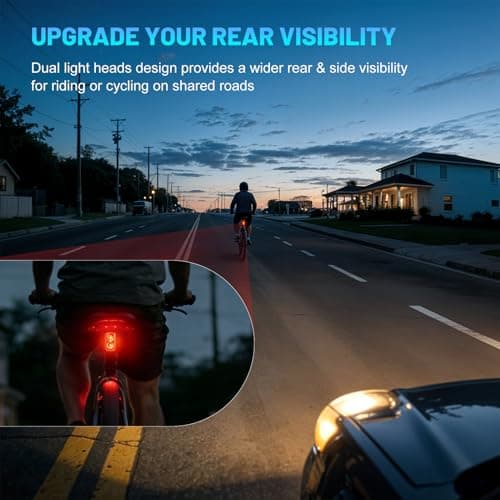 APECYC Bike Tail Light with Dual Light Heads, USB Rechargeable Bicycle Rear Light for Night Riding with 5 Modes Ultra Bright Safety Taillight for Road Mountain Commuter Cycling Accessories - Thumbnail 2