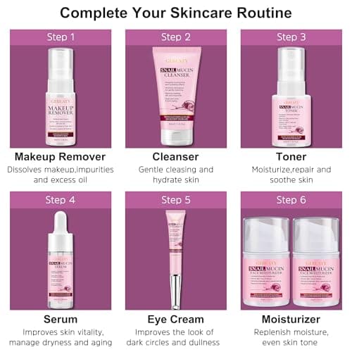 Christmas Gifts for Women,7 Pcs Skin Care Set,Hydrating Moisturing Repairing Soothing Snail Mucin Facial Skin Care Routine Kit for Dull Skin & Dry Skin,Skincare Gift Set Women - Thumbnail 6