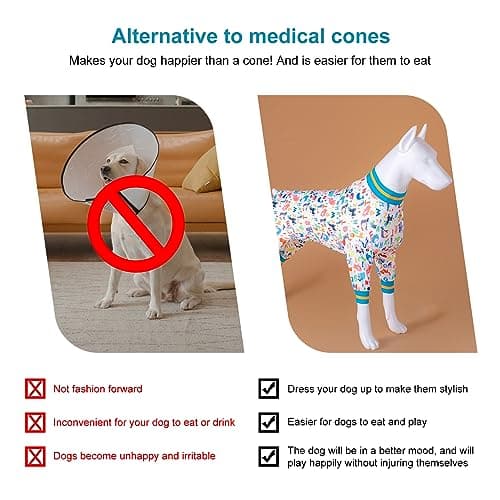 LovinPet Dog Onesie for Surgery Male Large Breed, Undershirt for Pitbull Dog,Lightweight Stretchy Flannel Fabric,White Noah's Ark Alphabet Print,Big Dog Jammies,Uv Protection Shirt,Easy to Wear,2XL - Thumbnail 6