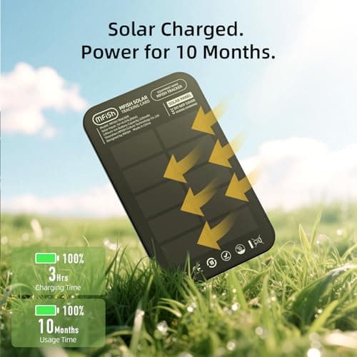 MFish Solar Wallet Tracker Card, Apple MFi Certified, Ultra-Thin 0.07" Find My Tracker for Wallet, IP68 Waterproof, Loud Alarm, Solar Powered, Works with Apple Find My (iOS Only) for car, Luggage - Thumbnail 5
