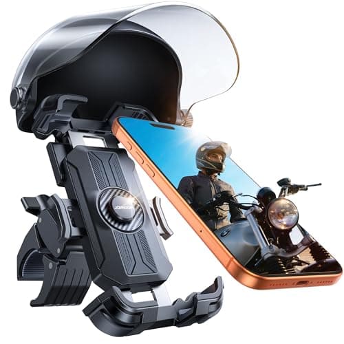 JOYROOM Motorcycle Phone Mount Holder, [All-Weather Sunshade & 120mph Secure Lock] Phone Holder for Motorcycle ATV UTV, [Metal Lock] Handlebar Phone Mount for iPhone 17 16 15 14 Pro, All 4.7-7" Phones - Image 1