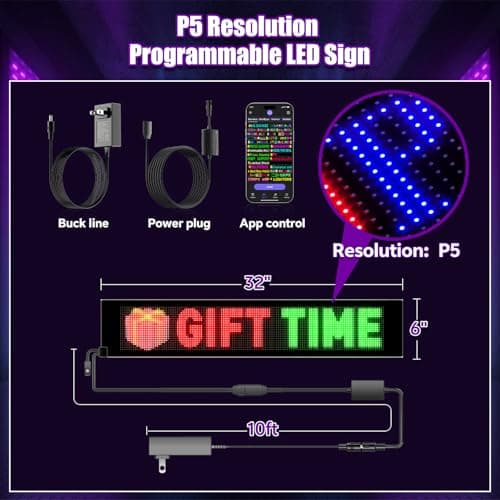 Large Programmable P5 Resolution LED Sign, Indoor Window LED Signs, Bluetooth App, for Business Bars Gaming Rooms Restaurants Festivals - Thumbnail 5