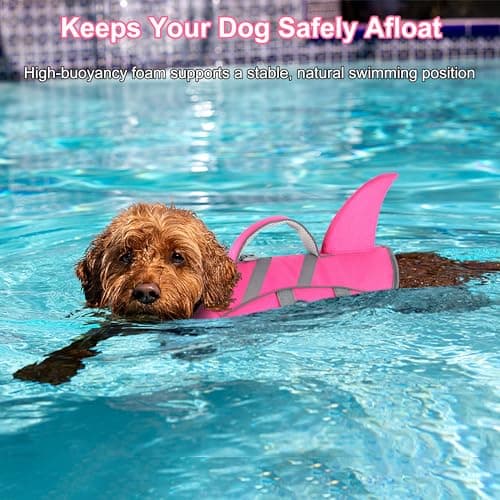 Dogcheer Shark Fin Dog Life Jacket, Adjustable Dog Harness Life Vest for Swimming Boating, Reflective Puppy Swim Vest Pet Flotation Device for Small Medium Large Dogs -Pink, XS - Thumbnail 3