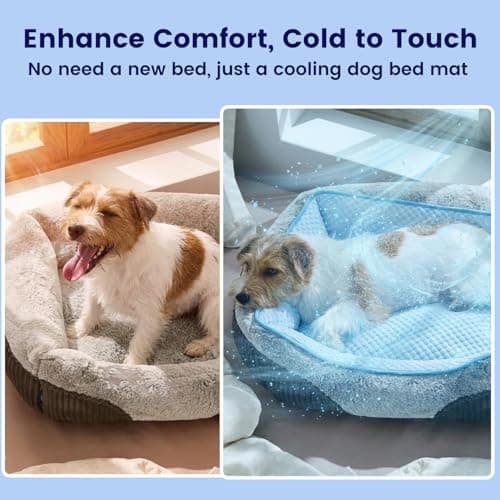 YQLKYMLO Dog Cooling Mat for Large Dogs, QMAX>0.4 Breathable Cool Pet Crate Pad with Chill Cold Fiber and Innovative Mesh Base Design, Portable Washable Kennel Mat for Summer, 40"×28",Pearl Grey - Thumbnail 5