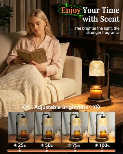 AIFEI Candle Warmer Lamp with Timer, Dimmable Adjustable Height Candle Lamp, Birthday Gifts for Women Mom Sister Friends, House Warming Gifts New Home, Candle Lamp Warmer with 2 Bulbs - CoalBlack - Thumbnail 4