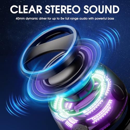 Xpoovv Magnetic Bluetooth Speaker with Multi-RGB Color Light and Phone Holder for Metal Surface Perfect Mini Speaker for Shower,Room,Bike,Car Outdoor Gifts for Teens (2 Pack Black) - Thumbnail 3